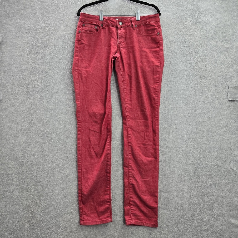 Prana Women Jeans 6 28‎ Red Denim Skinny Organic Cotton Low Rise 31" Inseam